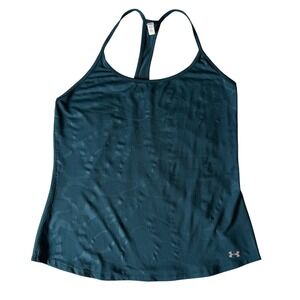 Under Armour Tank Top HeatGear Racerback Teal Blue Mesh Workout Gym Large